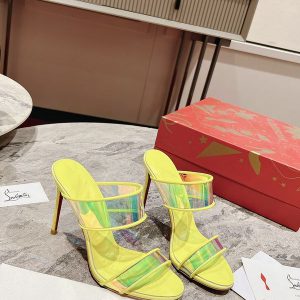Christian Louboutin Just Loubi Sandales 85mm PVC Jaune Fluo