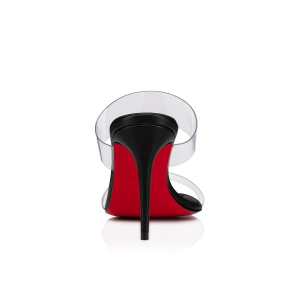 Christian Louboutin Just Loubi Sandales 85mm Cuir et PVC Noir – Image 3