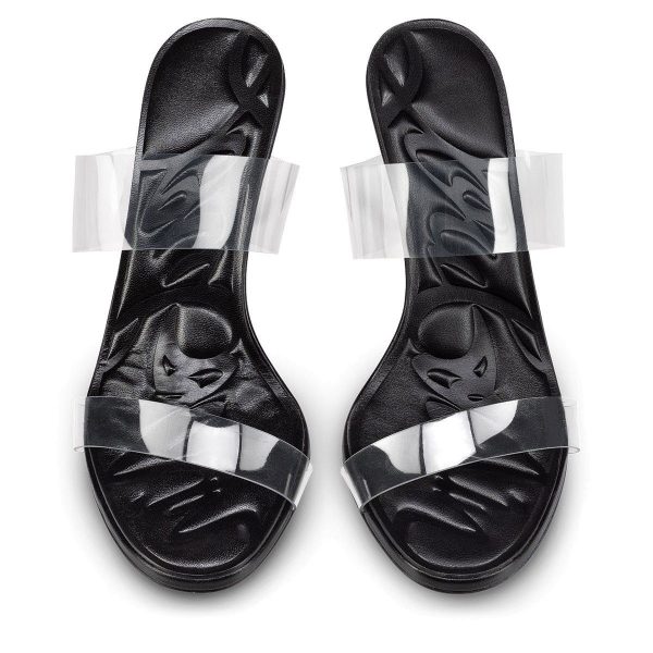 Christian Louboutin Just Loubi Sandales 85mm Cuir et PVC Noir – Image 4
