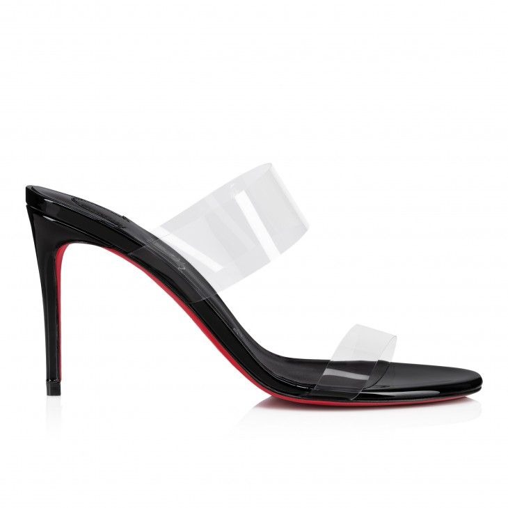 Christian Louboutin Just Nothing 85 mm Mules Cuir Verni et TPU Noir – Image 2