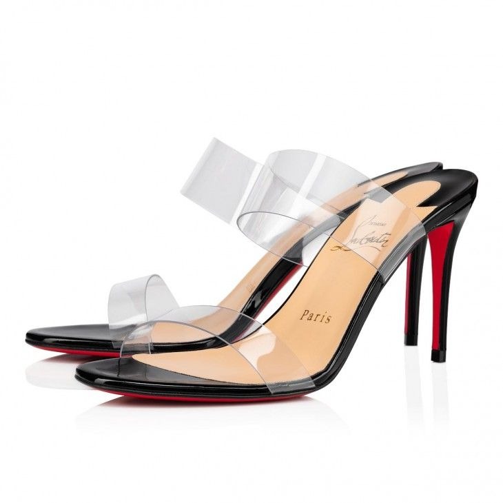 Christian Louboutin Just Nothing 85 Mm Sandales en PVC et Cuir Verni Noir