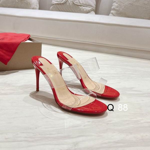 Christian Louboutin Just Nothing Mules Cuir verni et TPU recyclé Rouge