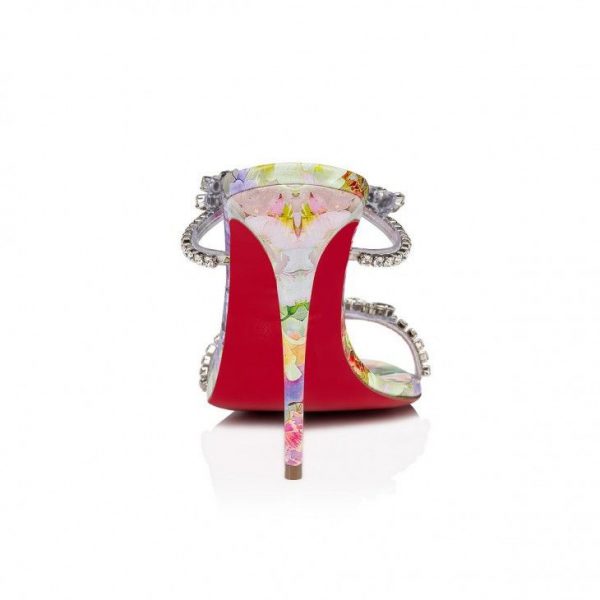 Christian Louboutin Just Queen 100 mm Mules PVC et Cuir de Veau Imprimé Fleuri Multicolore – Image 3