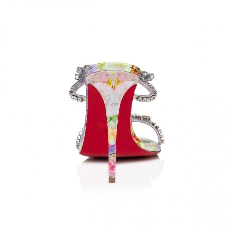 Christian Louboutin Just Queen 100mm Mules PVC et Cuir Calf Imprimé Blooming Multicolore – Image 3