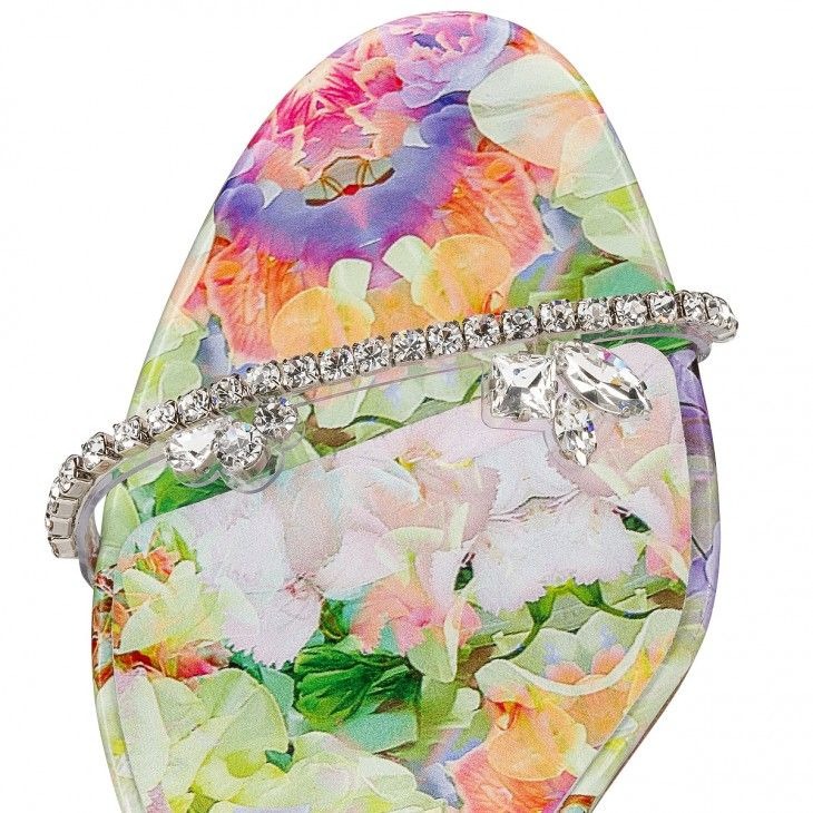 Christian Louboutin Just Queen 100 mm Mules PVC et Cuir de Veau Imprimé Fleuri Multicolore – Image 4