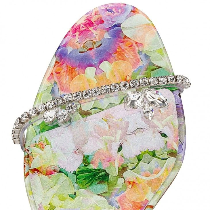 Christian Louboutin Just Queen 100mm Mules PVC et Cuir Calf Imprimé Blooming Multicolore – Image 4