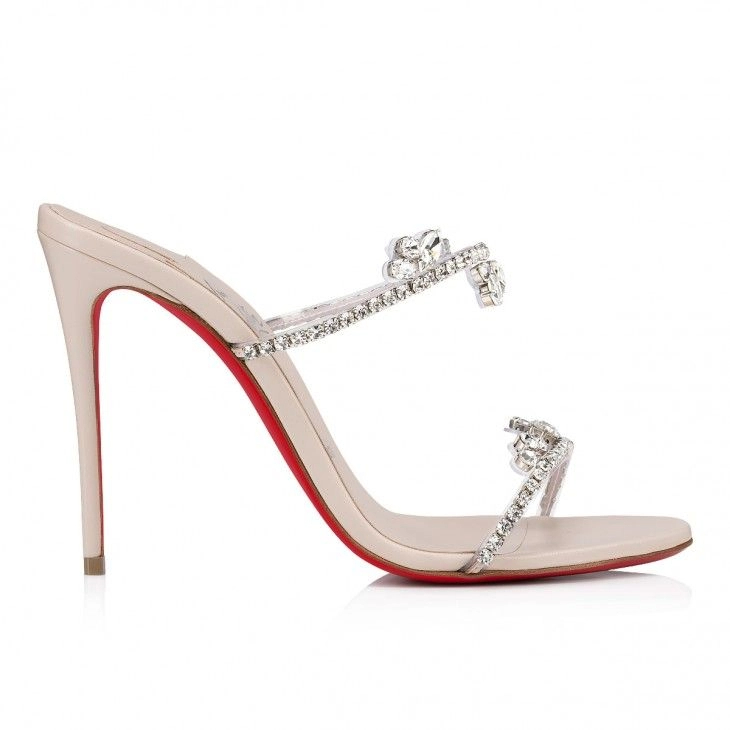 Christian Louboutin Just Queen 100mm Mules PVC et Cuir Nappa Leche – Image 2