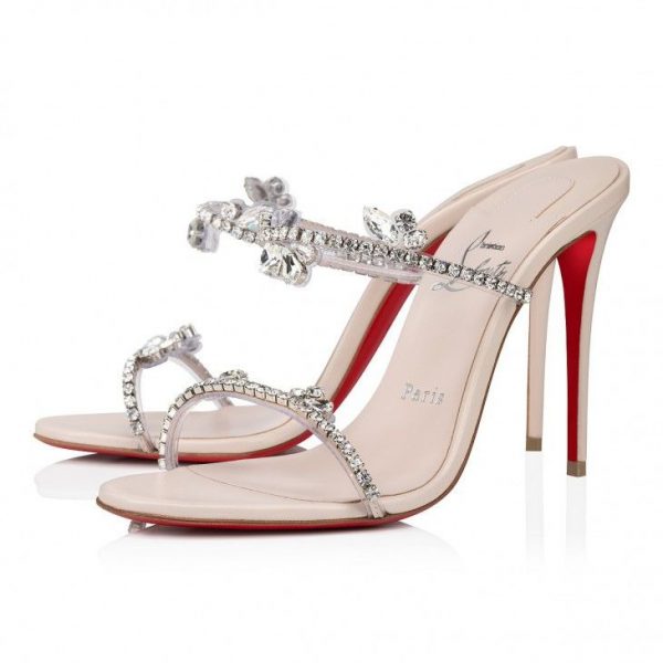 Christian Louboutin Just Queen 100 mm Mules PVC et Cuir Nappa Leche