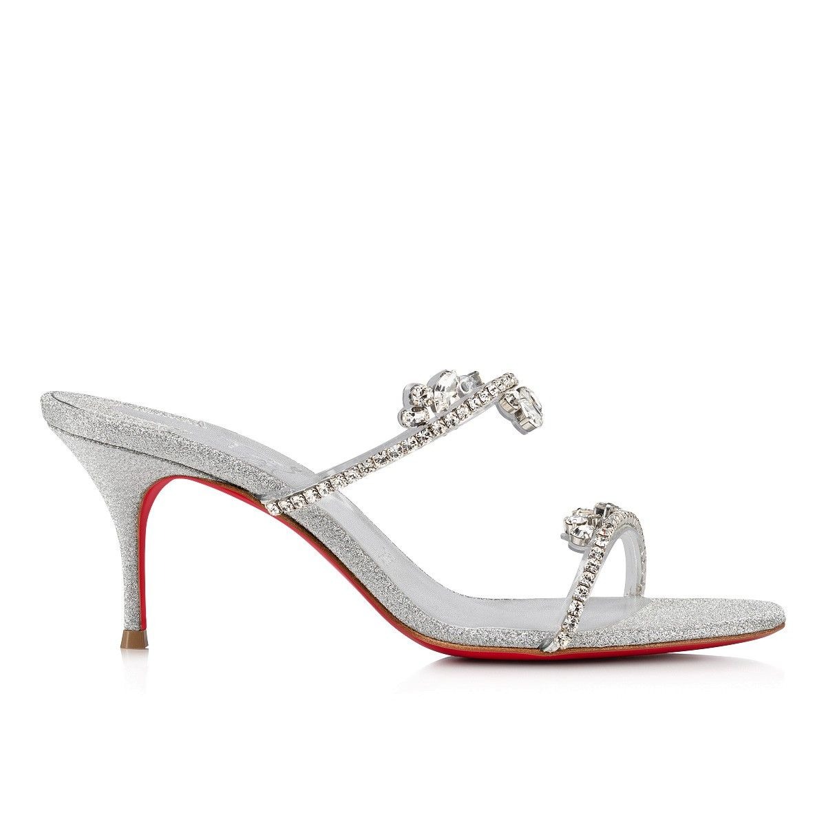 Christian Louboutin Just Queen 70 Mm Mules en Cuir à Paillettes Argenté – Image 2