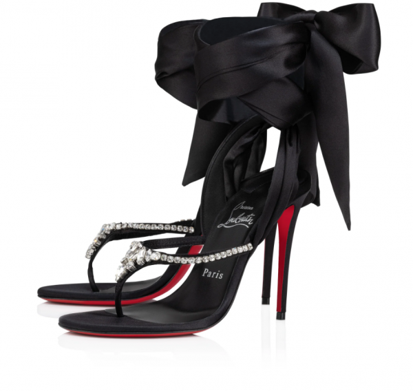 Christian Louboutin Just Queenie Du Desert Sandales 100mm Crêpe Satin Noir