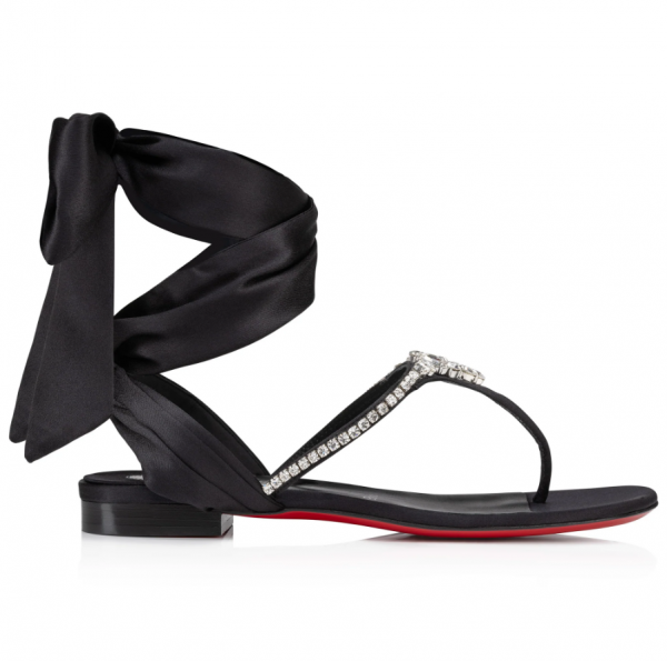 Christian Louboutin Just Queenie Du Desert Sandales Crêpe Satin Noir – Image 2