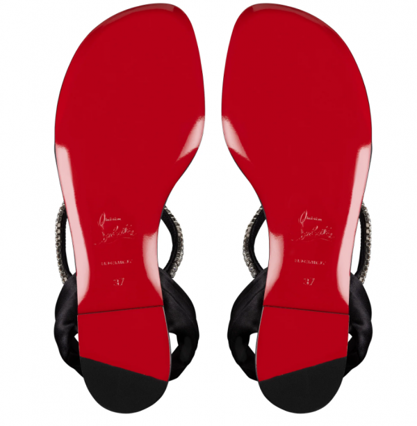 Christian Louboutin Just Queenie Du Desert Sandales Crêpe Satin Noir – Image 4