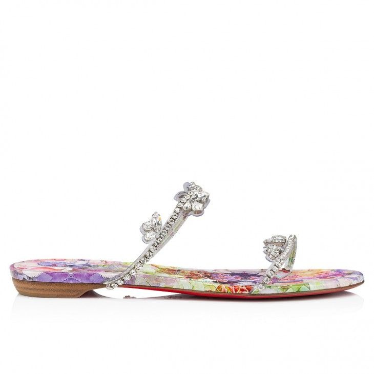 Christian Louboutin Just Queenie Mules PVC et Cuir de Veau Imprimé Fleuri Multicolore – Image 2