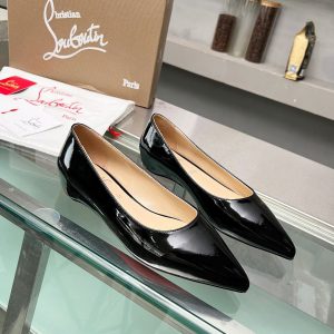 Christian Louboutin Kate Ballerines en Cuir Verni Noir