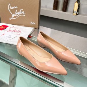 Christian Louboutin Kate Ballerines en Cuir Verni Nude