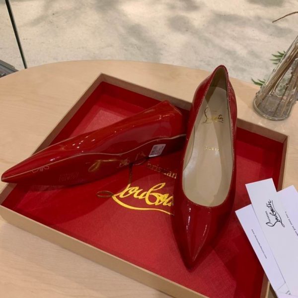 Christian Louboutin Kate Ballerines en Cuir Verni Rouge – Image 4