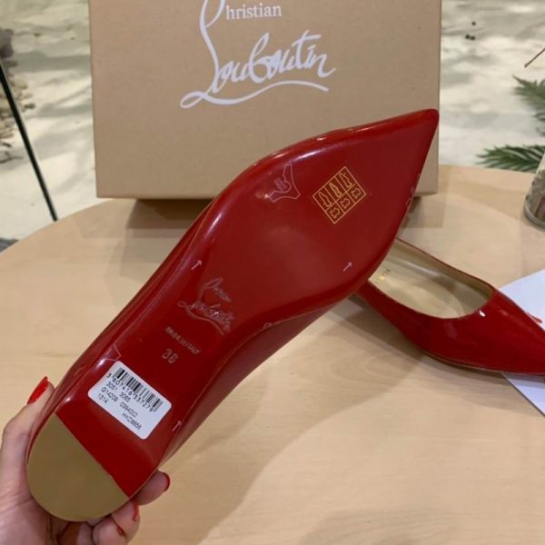 Christian Louboutin Kate Ballerines en Cuir Verni Rouge – Image 5