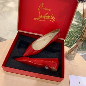 Christian Louboutin Kate Ballerines en Cuir Verni Rouge
