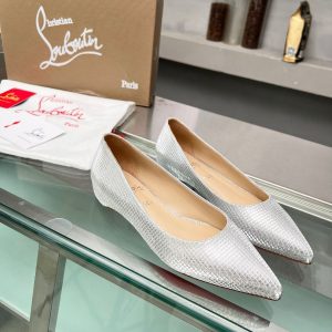 Christian Louboutin Kate Ballerines en Tissu à Paillettes Argent