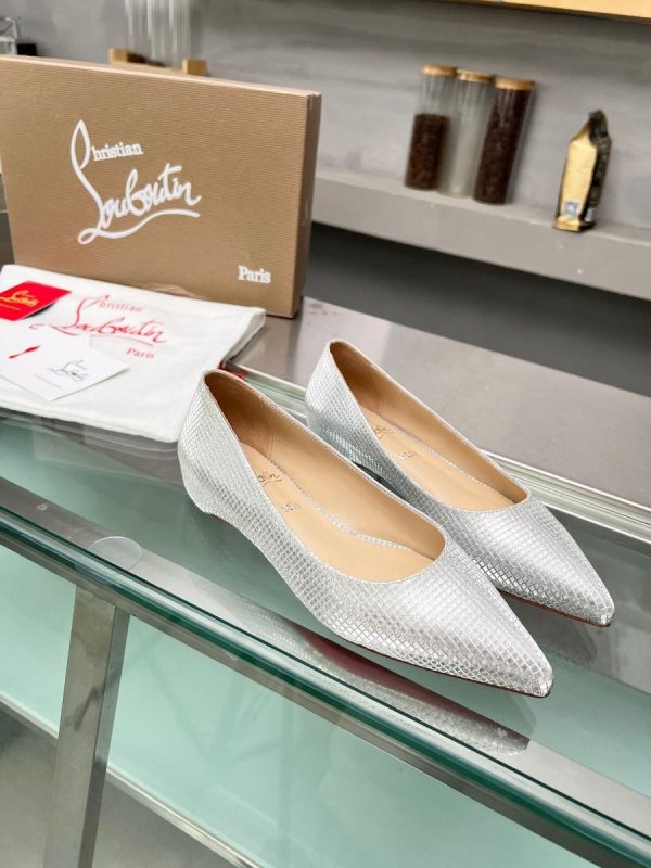 Christian Louboutin Kate Ballerines en Tissu à Paillettes Argent