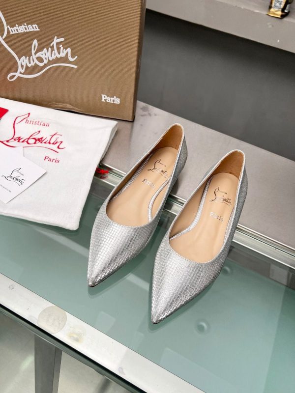 Christian Louboutin Kate Ballerines en Tissu à Paillettes Argent – Image 4