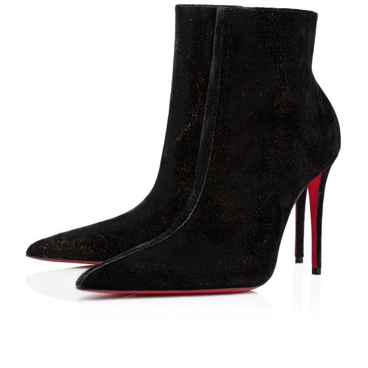 Christian Louboutin Kate Max Booty 100 mm Bottines Basses Velours d'Or Noir