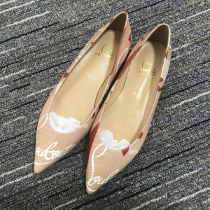 Christian Louboutin Kraft PVC Ballalla Ballerines en Cuir Beige