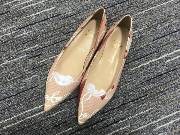 Christian Louboutin Kraft PVC Ballalla Ballerines en Cuir Beige