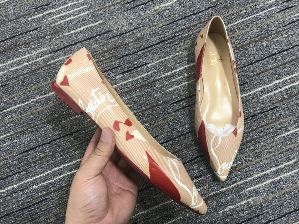 Christian Louboutin Kraft PVC Ballalla Ballerines en Cuir Beige – Image 3