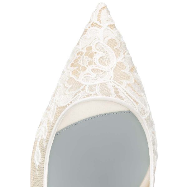 Christian Louboutin Lace 554 Escarpins 85mm Décolleté Blanc – Image 3