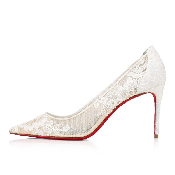 Christian Louboutin Lace 554 Escarpins 85mm Décolleté Blanc – Image 2