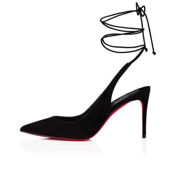 Christian Louboutin Lace Up Kate Escarpins 85mm Veau Velours Noir – Image 2