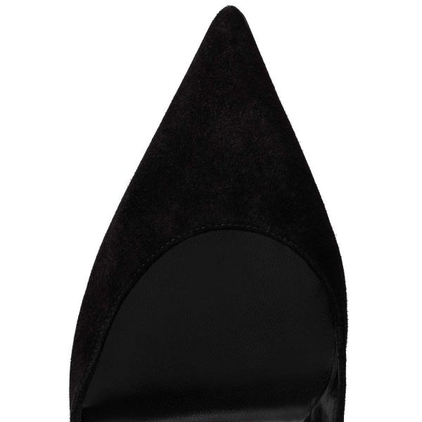 Christian Louboutin Lace Up Kate Escarpins 85mm Veau Velours Noir – Image 4