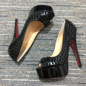 Christian Louboutin Lady Peep Spikes escarpins plateforme 150 mm cuir verni noir