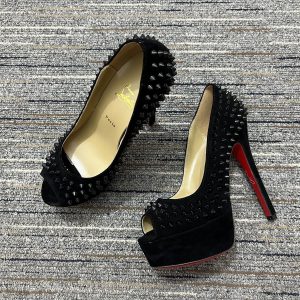 Christian Louboutin Lady Peep Spikes escarpins plateforme 150 mm daim noir