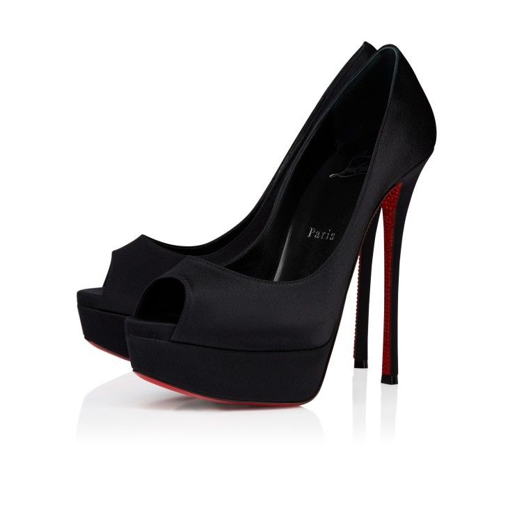 Christian Louboutin Lady Peep Suola Strass 150 mm escarpins satin crêpe noir