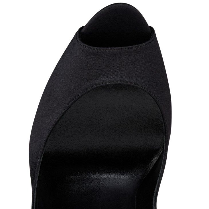Christian Louboutin Lady Peep Suola Strass 150 mm escarpins satin crêpe noir – Image 2