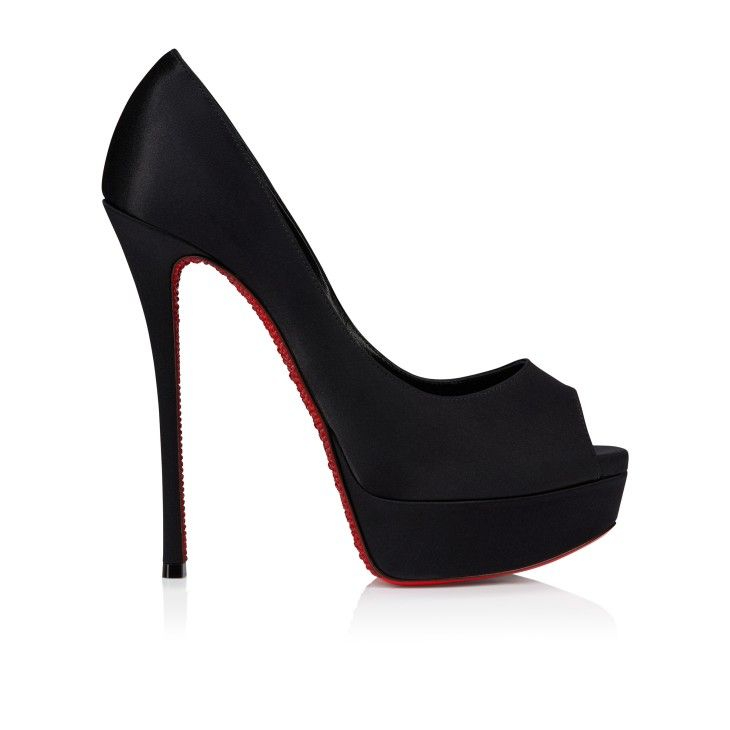 Christian Louboutin Lady Peep Suola Strass 150 mm escarpins satin crêpe noir – Image 4