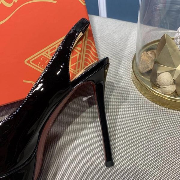 Christian Louboutin Lady Peep Toe 150 mm escarpins slingback en cuir verni noir – Image 3