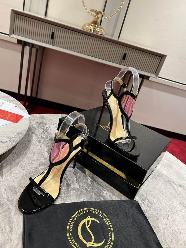 Christian Louboutin Lady Strappy Sandals 100 Mm en Cuir Verni Noir – Image 2