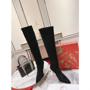 Christian Louboutin Lipbotta Bottes Hautes 100mm en Daim Noir