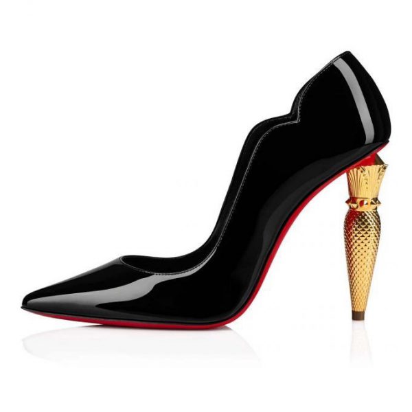 Christian Louboutin Lipchick escarpins 100 mm en cuir de veau verni noir – Image 2