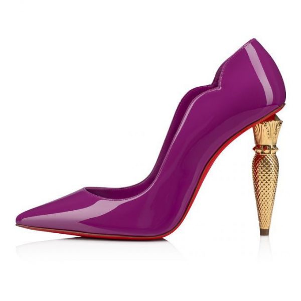 Christian Louboutin Lipchick escarpins 100 mm en cuir de veau verni violet – Image 2