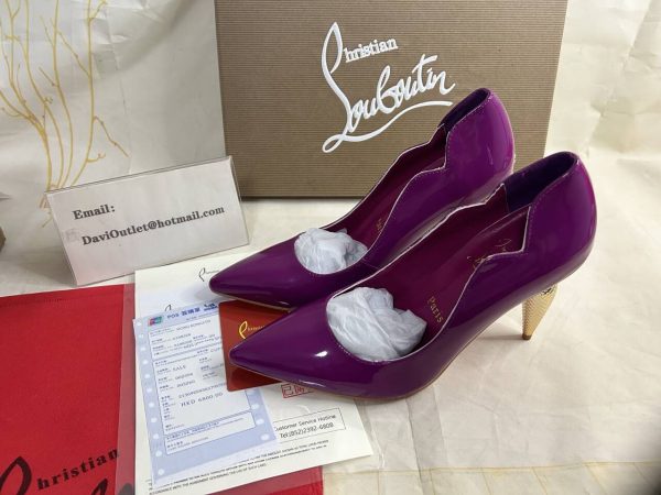 Christian Louboutin Lipchick escarpins 100 mm en cuir de veau verni violet – Image 5