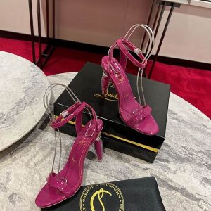 Christian Louboutin Lipgloss Queen Sandales 100mm Cuir Verni Fuchsia