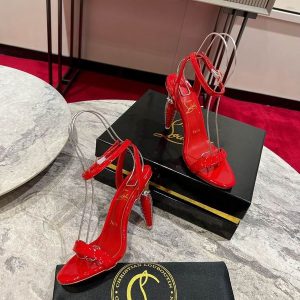 Christian Louboutin Lipgloss Queen Sandales 100mm Cuir Verni Rouge