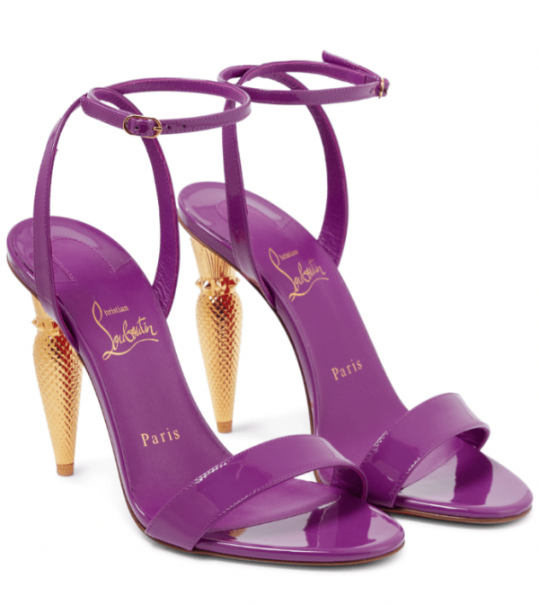 Christian Louboutin LipQueen Sandales en Cuir Verni Semelle Purple 100mm