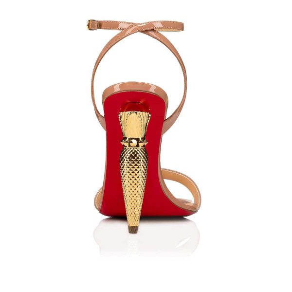Christian Louboutin LipQueen Sandales 100mm en Cuir Verni Nude – Image 3