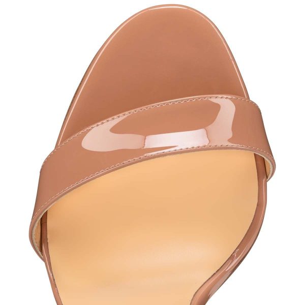 Christian Louboutin LipQueen Sandales 100mm en Cuir Verni Nude – Image 4