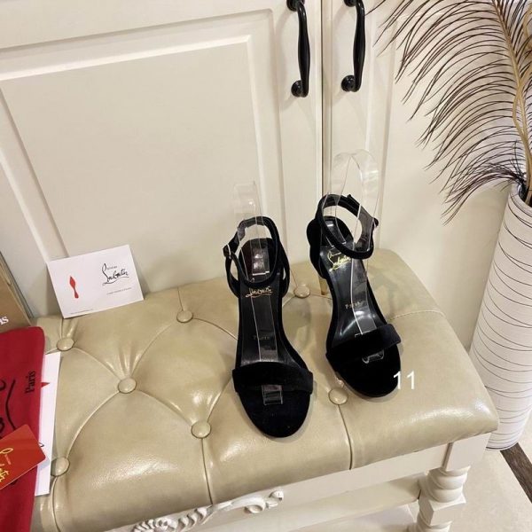 Christian Louboutin Lipqueen Sandales 100mm Velours Noir – Image 2